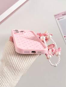 Bowknot Painted Grooved Pink Added Bracelet Thickened Precision Hole Minimalist Anti-Drop Thick Phone Protective Case Print Suitable For IP17/IP17PROMAX/Iphone16/Iphone16pro/Iphone16promax/IPhone16plusiphone15 XR /7/8 Iphone15Promax/12PROMAX/13PROMAX/14PROMAX 13 14 11 12p14 Women P11 Soft Shell P12 Anti-Drop XS.XR /78P.78GES2 Phone Case Protective Cover Galaxy S24 Ultra/S23FE/S22/S21/S20/A52S/A15/A03 - Multicolor - View 7