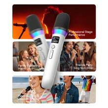 Mikrofon Nirkabel Ganda Sing dengan Receiver, Sistem Mikrofon Karaoke Isi Ulang 2.4G, Pasang & Mainkan, Audio Jernih, Daya Tahan Baterai Lama, Efek Suara, Untuk KTV Rumahan, Pesta, Acara, dan Pembicara - View 8