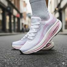 Tênis Masculino Esportivo Super Confortável Feminino Para Treino Academia Corrida Dia a Dia Macio - Branco Rosa - Visão 3