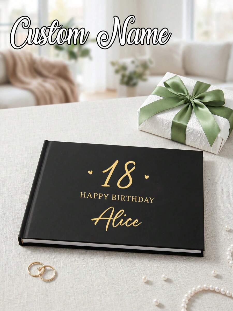 Customized Wedding Guest Book, Personalized Birthday Message Book, Hardcover Photo Album, Engagement Anniversary Gift, Customizable Names And Date - Multicolor - View 1
