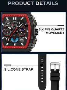 SANDA. OFNS 1203 Luxury Men's Quartz Watch Multifunctional Timing Watch Three Eye Six Pin Quartz Watch Calendar Business Men's Watch - One Size Fits All - View 9