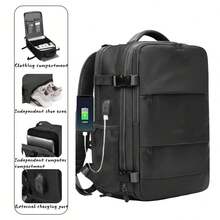 1PC Black Travel Laptop Backpack For Men-11.8*16.9*7.9 Inch, Hiking Backpack Outdoor Sports Rucksack Casual, Daypack Travel Essentials - 黑色 - 查看 1
