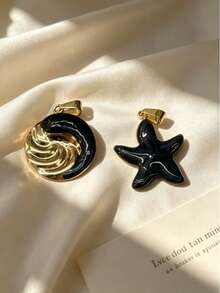 Multi-Style Y2K Sweet & Cool Blogger Style Stainless Steel Black & Gold DIY Pendant, Waterproof, Sweat-Proof, Hypoallergenic, Shiny Black Bow, Heart, Starfish, Detachable Multi-Layer Layering, Graduation Commemorative Gift - Multicolor - View 18