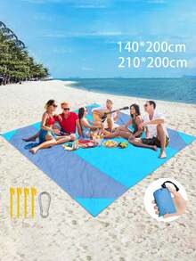 1pc Ultra Waterproof Beach Mat With Drawstring Pocket, Super Portable, Durable, Quick Fold, Suitable For Outdoor Camping, Home Use, Waterproof And Easy To Clean, Polyester Material - Multicolor - View 4