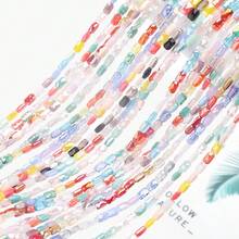 1 String Of Approx. 55pcs 4*7mm Grid Rectangular Colored Glass Beads DIY Jewelry Accessories Holiday Gift Shoes Clothing Accessories Phone Keychain Car Pendant Making Material - 4*7mm Long Grid - View 7