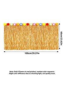 2/1件 Luau 草裙桌布，23.6 X 39.3 英吋夏威夷花卉桌布，適用於夏季海灘熱帶夏威夷派對裝飾、戶外活動 Luau 裝飾、生日派對，草黃色裙擺 - 黃色桌裙 - 查看 8