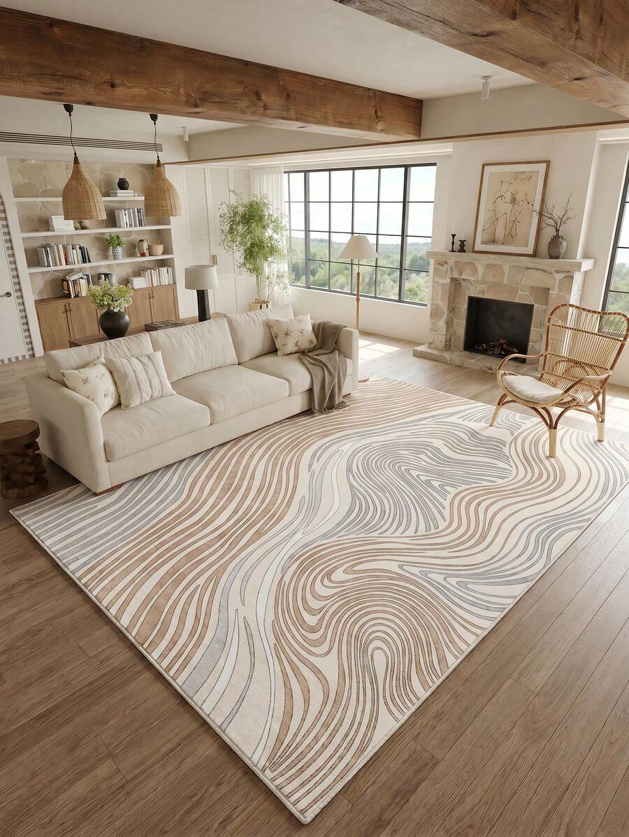 1pc Multi-Color Streamlined Mountain Living Room Rug, Suitable For Kitchen, Dining Room, Bedroom, Room Holiday Decor, Indoor/Outdoor, Office, Lobby, Anti-Slip Doormat, Bathroom Rug, Hallway, Study Gaming Area Rug