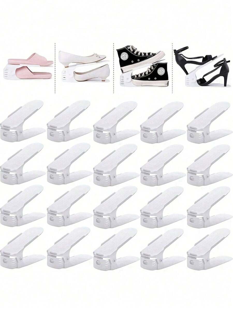 Adjustable Shoe Rack, Space-Saving Double-Deck Shoe Organizer, Sturdy Holder For High Heels And Sneakers, Essential Tidy And Fashionable Storage, Stackable Shoe Boxes, Shoe Rack Storage, Space-Saving Shoe Rack, Shoe Cabinet - Multicolor - View 1