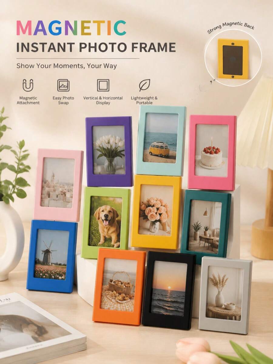 3 Inch Magnetic Photo Frame Creative DIY Magnetic Photo Frame Fun Magnetic Small Photo Frame - Multicolor - View 1