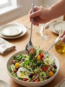 2/5pcs Long Handle Stainless Steel Spoon Fork Combo, 2-In-1 Fruit Salad Stirring Spoon, Canned Food Spoon - Silver - View 3