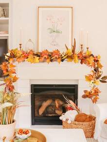 1PC Artificial Maple Leaf Vine For Home Decor, Party Decoration, Wedding Decoration, Dining Table Center Decoration, Living Room Decoration, Autumn Decoration, Valentine's Day, Halloween, Birthday Gifts, Graduation Ceremonies And Other Occasions. - Orange - View 5