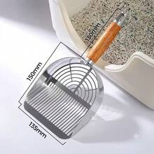1 Stainless Steel Cat Litter Scoop With Large Mesh, Suitable For Clumpy Cat Litter. Wooden-Handle Stainless Steel Cat Litter Scoop Featuring Large-Hole, Small-Hole, All Types Of Cat Litter. Ergonomic Grip For Easy Cleaning, Suitable For Pet - Multicolor - View 11