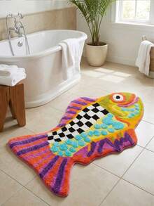 Cute Goldfish Pattern Decorative Rug, Soft Non-Slip Plush Thick Short Pile, Machine Washable, With Non-Slip Backing, Fun Home Decor, Suitable For Bedroom Living Room Entryway Bathroom Toilet, Warm Housewarming Gift - A - View 1