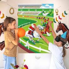 Pin The Stem On The Strawberry Party Game Set With Poster, 24 Stem Stickers, 2 Blindfolds & Dot Stickers, Sweet Berry Birthday Party Supplies - Racehorse - View 5