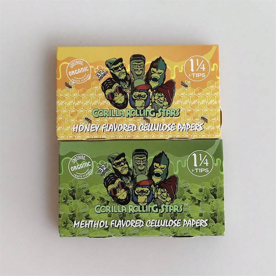 2in1 新大猩猩系列 78MM 長度風味捲紙，薄荷/蜂蜜兩種口味，抽菸配件手工捲紙，附濾嘴捲紙，吸菸者必備手工捲紙！ - 查看 1
