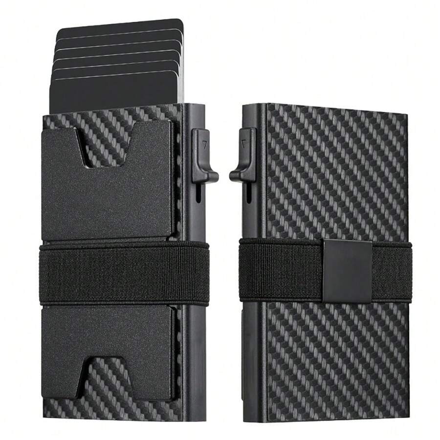 Men's Slim RFID Blocking Smart Pop Up Wallet, Minimalist Credit Card Holder, Novelty Money Clip, With Durable Expandable Backplate, Pocket Purse