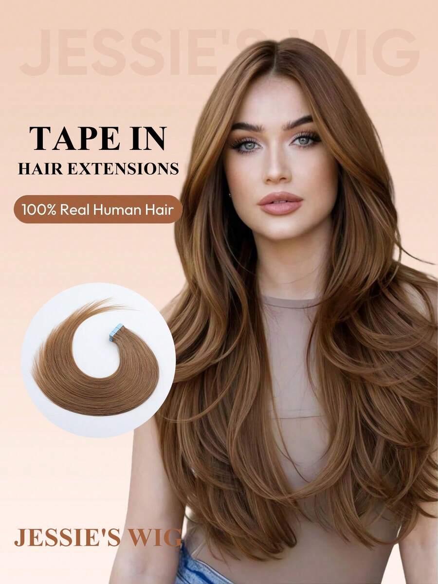 Jessie's Wig 20片/包 50g 膠片式接髮 真人髮絲 絲滑直髮 自然黑 膠片接髮 自然外觀 高品質 8# - S8 - 查看 1