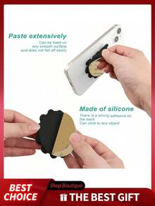1pc Silicone Suction Cup Phone Case Stand, Phone Stand, Phone Suction Cup Holder, Octobuddy, Adhesive Phone Holder, Office Desk Accessories, Desk Accessories (Before Use, Please Clean Carefully To Ensure The Surface Is Clean And Flat. Wait 30 Minutes After Sticking Before Use) - Multiple Styles - View 5