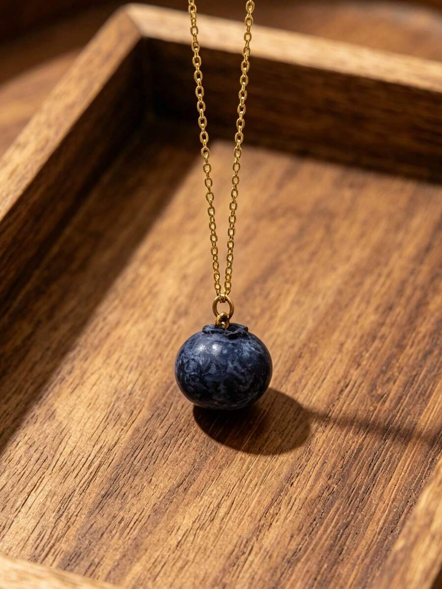 1pc Exquisite Versatile Summer Fruit Style Blueberry Necklace Fashion Personalized Jewelry Gift Suitable For Men And Women Daily Wear Perfect For Party And Holiday Gift Women Casual And Vacation Outfit Multi-Functional Accessory - Multicolor - View 1