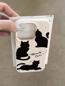 Custodia per cellulare con motivo di gatto nero, decorata con silhouette giocose e un design a pois fantasioso, adatta ai modelli iPhone17, 16, 15, 14, 13, 12, 11 Pro, in materiale TPU, con protezione antiurto. È un regalo perfetto per familiari, amici, bambini, compleanni, Capodanno cinese, festività, fidanzati, fidanzate e San Valentino. - Multicolore - Visualizzare 4