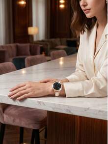 水鑽錶帶 + 錶殼套組，相容 Galaxy Watch 8 40mm 與 44mm，優雅時尚亮面金屬水鑽錶帶，防摔防刮水鑽錶殼，適合休閒、派對、商務女性智慧手錶錶帶與錶殼 - 閃鑽錶帶+錶殼-玫瑰金 - 查看 6