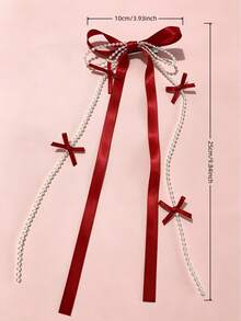 1/2pcs Ballet Style Long Ribbon Bow Hair Clips, Sweet Alligator Hair Clips, Princess Twin Ponytail Tassel Hair Accessories - Multicolor - View 2