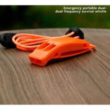 2-Tone Loud Survival Whistle | Emergency Whistle With Backpack Clip & Paracord | Camping Hiking Outdoor Rescue Signal Gear - Orange - View 4