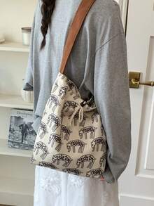 BAILEE A Stylish, Casual, Shoulder Bag Featuring Unique Animal Patterns With Horn Buckles. Great For Clothing Combinations And As A Gift Option. - Multicolor - View 5