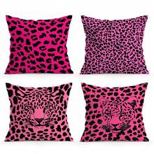 4pcs Pink Leopard Print Pillow Covers Without Inserts, Single-Sided Printed Pillow Covers, Suitable For Living Room Bedroom Home Decor, All Season Pillow Covers - Multicolor - View 12
