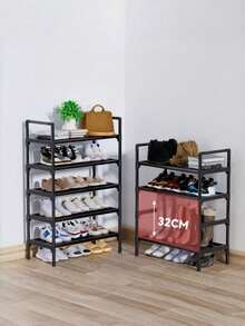 1pc Multi-Layer Minimalist Black Metal Shoe Rack, Freestanding Expandable Shoe Storage Organizer, Space-Saving Slim Storage Shelf, Suitable For Entryway, Dorm, Small Apartment, Back To School And Moving Essentials, Bedroom, Balcony And Daily Home Storage - Multicolor - View 10