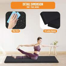 Foldable Gymnastics Tumbling Mat - Portable Thick Exercise Panel With Carrying Handles, Durable Home Gym Pad For Cheerleading Martial Arts & Stretching. - Black - View 2
