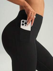 UONNOU 2pcs Women's Sports Shaping Flare Leggings, High Waist Flare Yoga Pants, Side Pockets, Tummy Control Butt Lifting Leg-Lengthening Pants, Yoga Fitness Casual Wear - Multicolor - View 4
