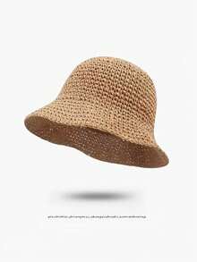 Sombrero de cubo de paja suave de ala ancha, sombrero de paja de ala grande de alta gama, sombrero portátil plegable para exteriores, fácil de plegar y guardar, ahorra espacio, conveniente para viajes, vacaciones y desplazamientos diarios, altamente práctico - Multicolor - Ver 14