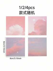 1/2/4入漸層色便利貼，極簡雲朵設計，可黏貼，適用於留言、備忘錄、筆記本，可愛高品質學生風，適合返校季休閒風格，隨機款式文具用品 - 均碼 - 查看 11