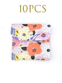 1/5/10/20pcs Fresh Floral Snap Button Jewelry Bags, Made Of Soft And Durable Fabric, Paired With Exquisite Gold Snap Buttons, Compact And Space-Saving. - Multicolor - View 11