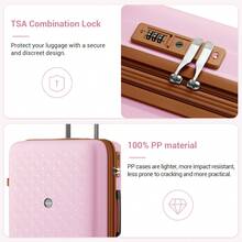 Carry On Suitcase Small 20 Inch Cabin Luggage Medium 24 Inch Large 28 Inch PP Hard Shell Expandable Lightweight TSA Lock Cup Holder 3 Piece Set Pink - Pink - View 7