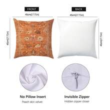 1pc Bohemian Vintage Carpet Retro Pattern Cushion Cover, Single-Sided Printed Skin-Friendly Peach Skin Velvet Material, 45*45CM/18*18inch Pillowcase For Room Decoration, Modern Fabric Sofa Indoor Decor, Party Decoration, Gift Giving - Multicolor - View 10
