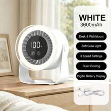 USB Rechargeable Quiet Desktop Fan, 3-In-1 Desktop Wall-Mounted Fan Light With 3600mAh Battery Capacity, LED Battery & Wind Speed Display, 3-Color Adjustable Light, 0-10 Adjustable Wind Speed, 180° Tilting Head, Suitable For Study, Office, Bedroom, Dorm, Kitchen, Living Room - 1 Pc - View 9