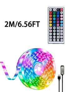 臥室 LED 燈條，3.28英尺 (1 捲) ~ 98.42英尺 (2 捲) RGB LED 燈條，附紅外線 44 鍵遙控器，USB 5V LED 燈條，附背膠，可調色，臥室派對裝飾 - 3535RGB - 查看 16