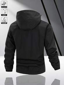 Lightweight Men's Hooded Jacket, Multi-Color Options, Scratch-Resistant Material, Dual Zipper Design, Streetwear Practical Style, Suitable For Daily Use And Commuting, Casual Yet Fashionable - Black - View 2