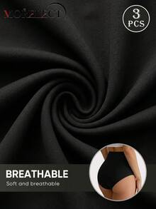 Morelect 3 Stück Damen-Höschen mit hoher Taille, Dreieck-Slip, weich und bequem, mit Kreuzriemen-Design - Verschiedenfarbig - Übersicht 6