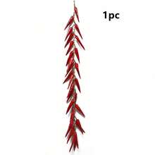 1 String Artificial Chili Pepper Decorative Fake Vegetable Artificial Plant Artificial Chili Pepper Artificial String Vegetable Artificial Fruit Vegetable Garland, Used For Home Kitchen Decoration, Farm Party, Holiday Decoration, Party, Harvest - Red - View 9