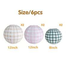 6pcs 12 Inch Paper Lanterns, Colorful Plaid Round Hanging Paper Lanterns, Suitable For Bachelorette Party, Birthday Party, Outdoor Activities, Camping, Wedding, Home Decor. - Multicolor - View 14