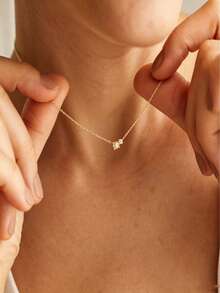 1pc Fashionable Minimalist Elegant Pearl & Zirconia Necklace Choker Chain, Suitable For Daily Wear And Holiday Gift - Necklace - View 3