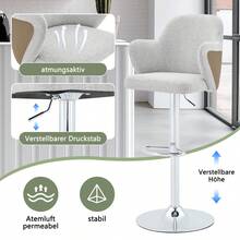 Modern Bar Stool Set (Set Of 2) / High-Quality Linen Bar Stools, -Plated Steel Frame / Easy To Install / High Load Capacity / Suitable For Home Bars And Restaurants - 灰色+棕色 - 查看 5