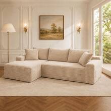 94.5" Modern L-Shaped Living Room Sofa Set, Cloud-Style Sofa, L-Shaped Upholstered Sofa Without Frame, Modern Modular Sofa Set With Recliner, Deep-Seat Sofa, No Assembly Required, Ideal For Living Rooms, Apartments, And More - Camel - View 11