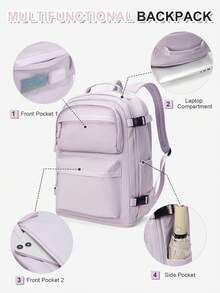 Floless Mochila de viaje unisex, cumple con los estándares de artículo personal de equipaje de mano de la aerolínea, se adapta a portátiles de 14/15.6 pulgadas, diseño antirrobo, impermeable, adecuada para uso en dormitorios universitarios, mochila pequeña para computadora, mochila para desplazamientos de negocios, mochila para deportes al aire libre - Multicolor - Ver 10