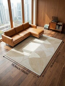 1 pieza Alfombra de sala de estar con diseño geométrico simétrico de líneas, adecuada para cocina, comedor, dormitorio, decoración de habitación festiva, interior/exterior, oficina, vestíbulo, felpudo antideslizante, alfombra de baño, pasillo, área de estudio y juegos - Camel - Ver 16