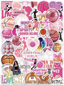50 piezas Pegatinas de mujeres en deportes, pegatinas de baloncesto rosa, pegatinas de gimnasio, calcomanías de eslóganes estéticos para portátil, mochila, sobre, etiqueta, revista, Tumblr, regalos deportivos - Rosa - Ver 11