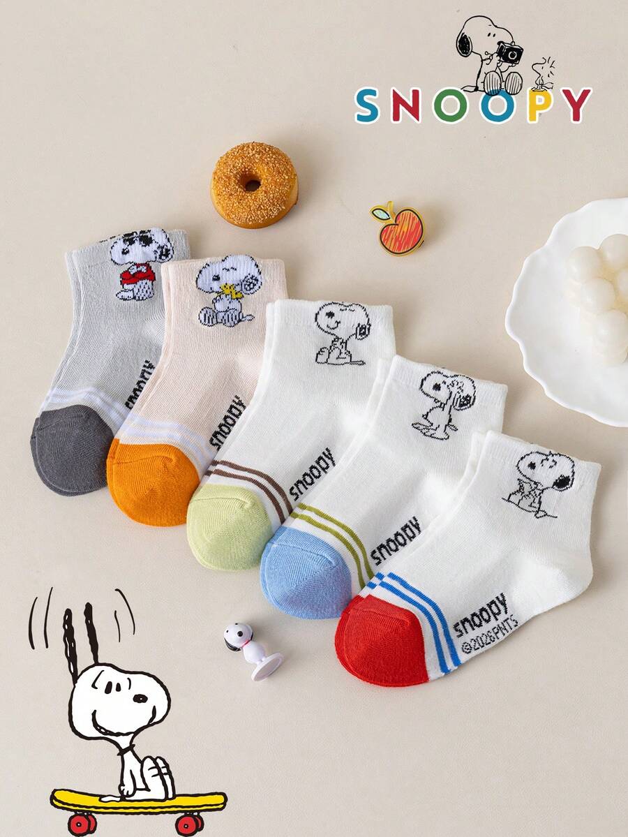 1/5/10 Pairs Authentic Snoopy Cartoon Pattern Children's Short Socks ...